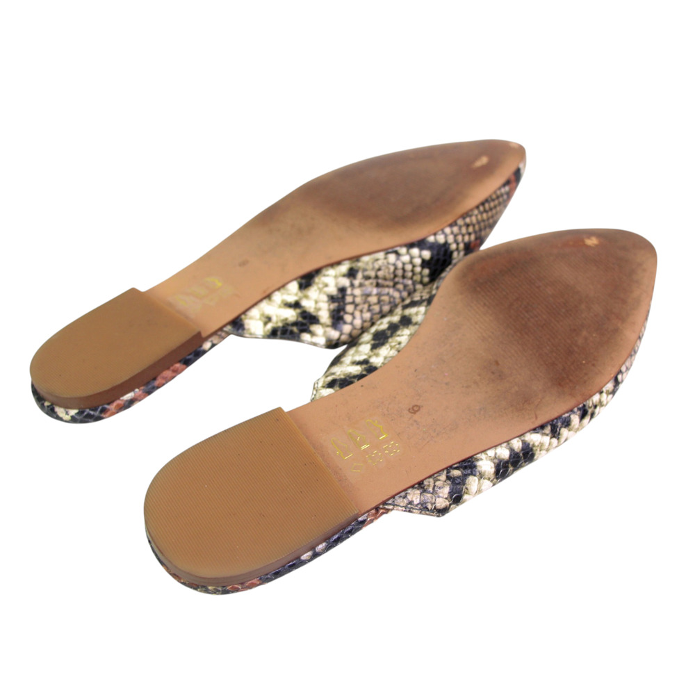 Madewell MULTICOLOR LEATHER SNAKE EMBOSSED FLAT POINTED SANDALS MULES SHOES Sz 9 - Picture 7 of 10